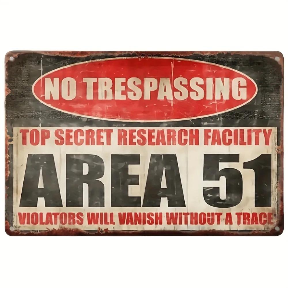 

Metal Top Secret Area 51 Sign Vintage Alien Warning Decor WallMounted No Power Needed Classic Style Perfect for Man Cave 20x30cm（7.8x11.8inch）