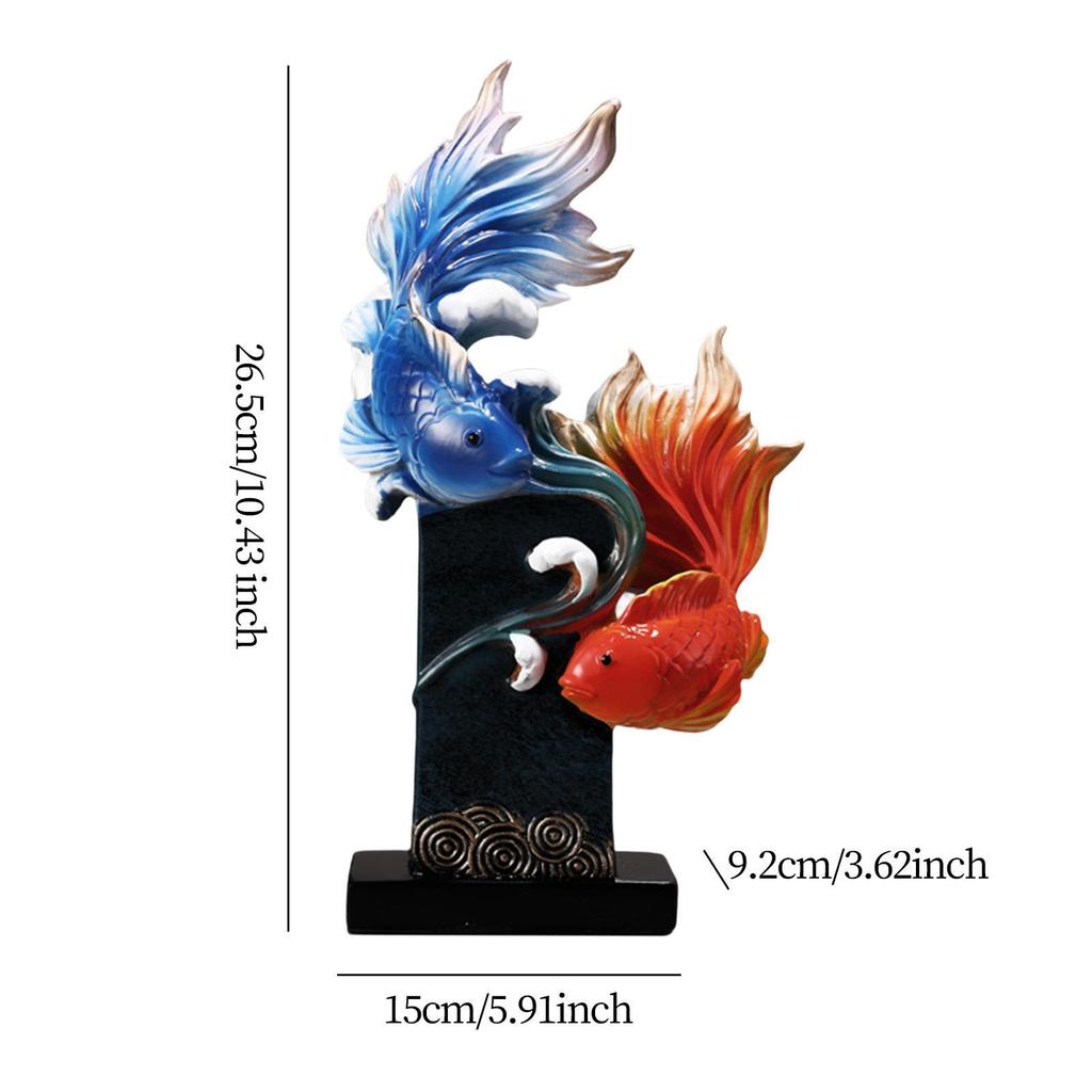 Feng Shui Carp Statue Desktop Ornament Figurine Creative Chinese Feng Shui Fish Resin Fish Statue for Bookcase Shop Cabinet