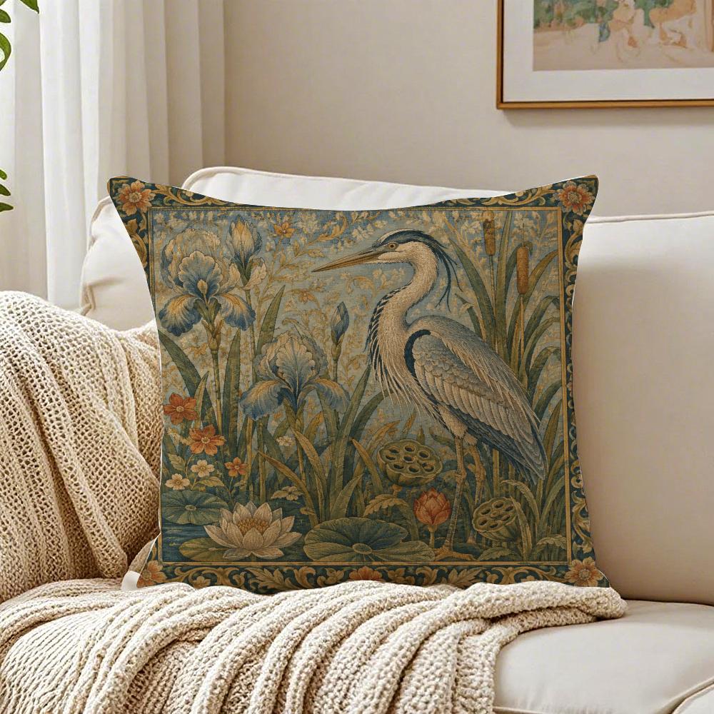 William Morris Bird Cushion Cover Breathable Organic Short Plush Cushion Covers Machine Washable Wrinkle-Resistant Soft Durable