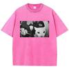 Trendiges T-Shirt Vintage Gewaschen 100% Baumwolle T-Shirt Streetwear Rauchende Katze Grafik T-Shirt Lässige Streetwear Frühling Sommer5