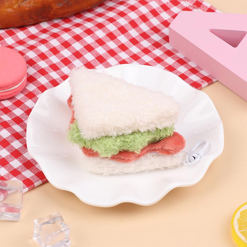 Kawaii Simulation Food Plush Keychain Creative Sandwich Hamburger Cake Keyring Bag Pendant Key Accessories Couple Gifts
