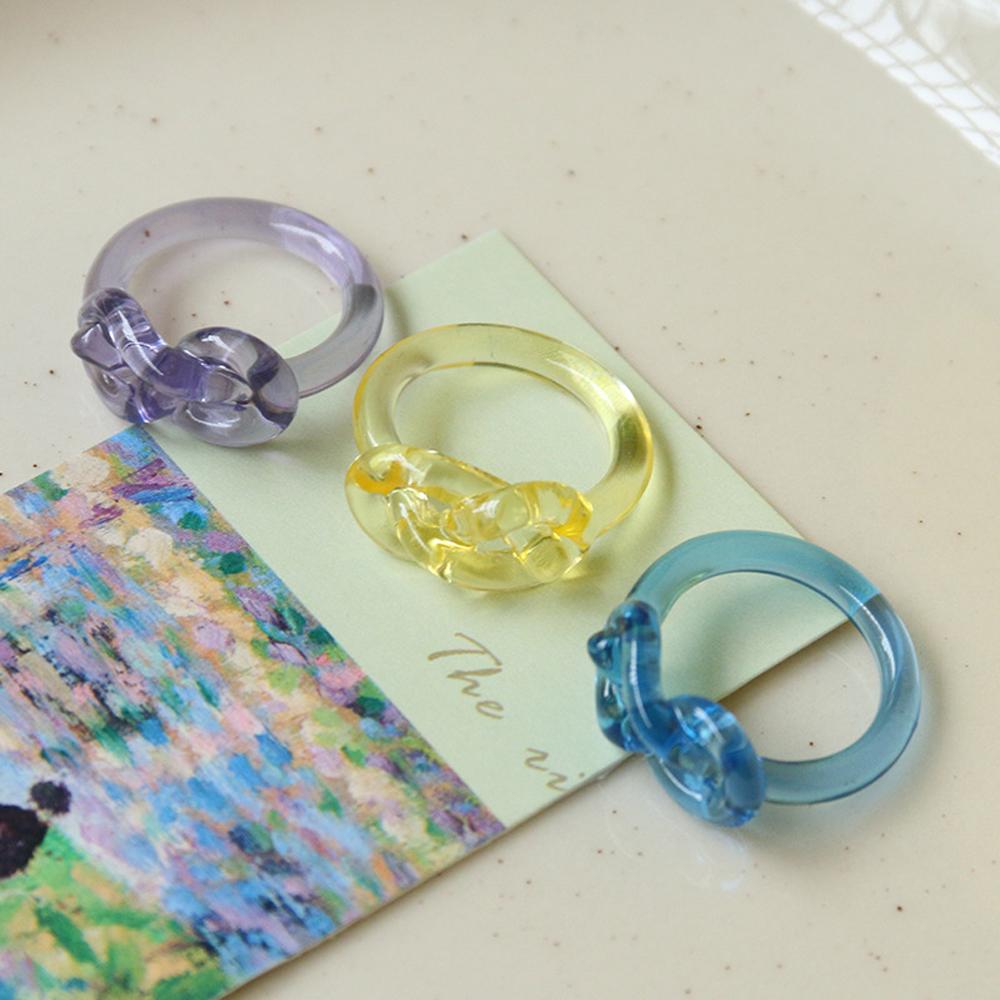 

Ретро Новое Милое Для Женщин Девочек Акриловые Модные Украшения Цветок Смола Кольцо Крест Кольца Узел