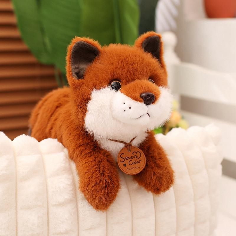Cute Simulation Furry Huggable Fox Doll Soft Stuffed Sitting/Lying Fox Doll Pillow Home Decor Birthday Christmas Gift