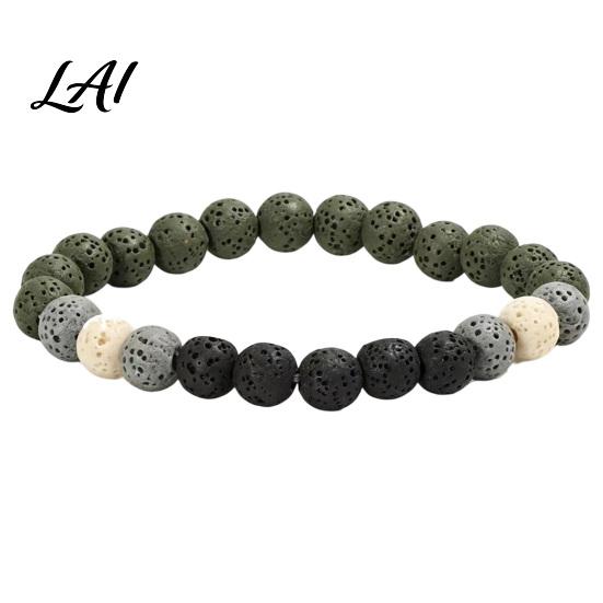 Handmade Elastic Stretch Jewelry Obsidian Stone Bracelet for Men Women Colorful Rock Beads Lightweight Comfortable Wrist Stackable Bracelet,