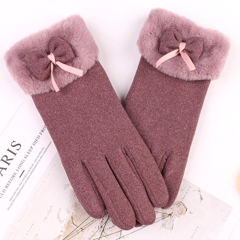 Warm Gloves Women'S German Plush Mouth Windproof And Cold-Proof Plush Outdoor Riding Driving Touch Screen Autumn And Winter Gloves