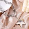 Fashion Silver Color Big Star Pendant Necklace for Women Men Gothic Punk Choker Necklaces Chain Party Jewelry Gifts