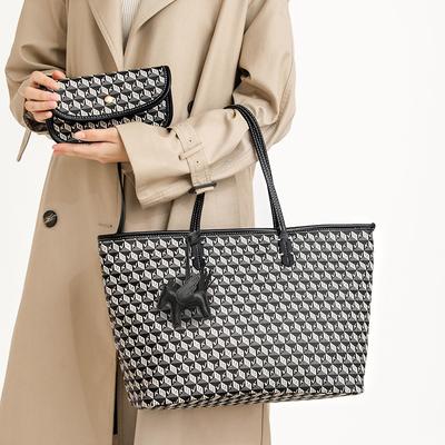 New Stylish and Simple Contrasting Color Shopping Bag Tote Bag Versatile Shoulder Handbag Women's Bag