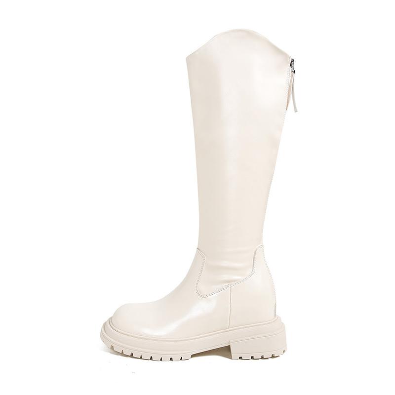 

[Виноградная мать того же стиля] Модные ноги, изящный V-образный вырез, высокий цилиндр, круглая голова, толстый низ, длинный цилиндр, тонкие рыцарские сапоги, женские 35