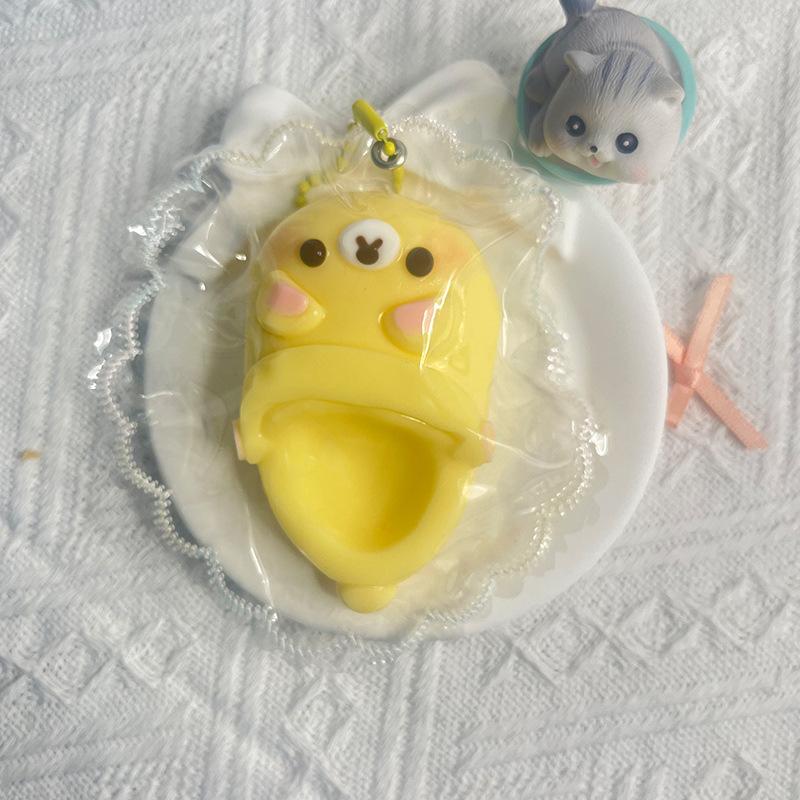 Creative Quirky Cute Squeezable Mini Puppy Bear Pig Slippers Silicone Taba Squishy Kids Toy Gift Girls Diy Bag Charm Blind Box