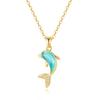 Elegant Dolphin Necklace for Women with Cat Eye Stone Marine Life Pendant Stainless Steel Temperament Jewelry Gift
