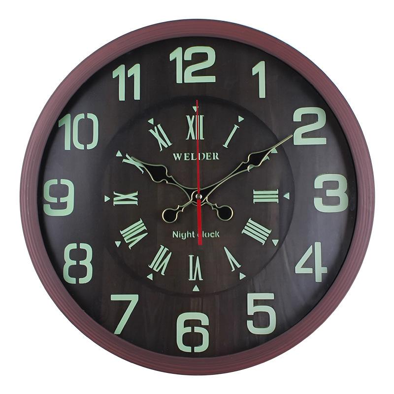 

Wood Grain Wall Clock Living Room Bedroom Home Silent Clock Light Luxury Plastic Frame Hanging Watch Wall Art Decorative Clock 40CM [style] 2