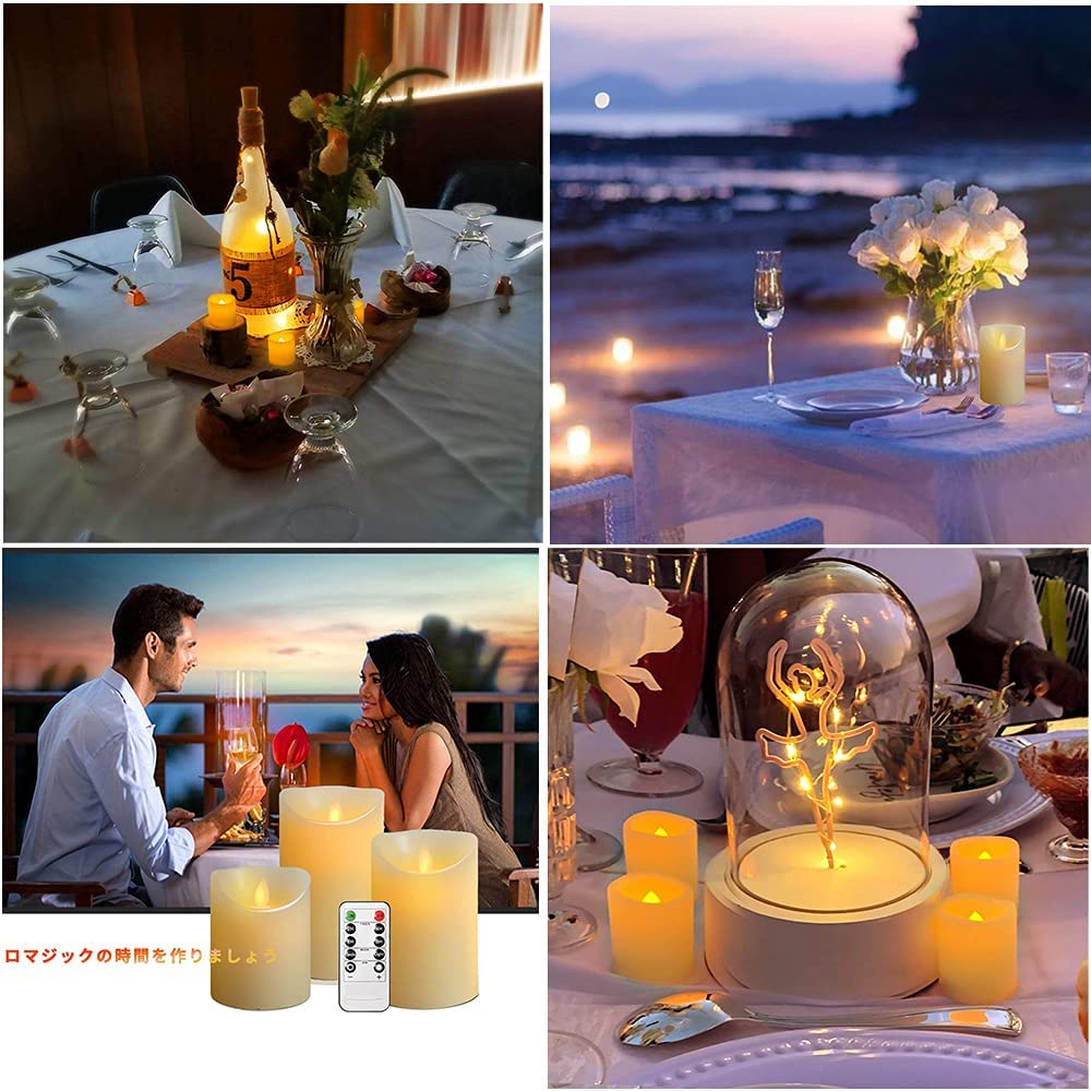 AnnTec LED Kerzenlicht, 3-teiliges Set mit realistischem flammenähnlichem Flackerlicht, warmes Licht, flammenlos, sicher, energiesparend, mit Fernbedienung,