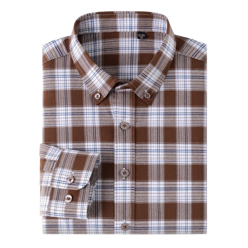 

Рубашки в клетку из чистого хлопка с двусторонним начесом, в стиле business casual, с длинным рукавом, фланелевые, осенние, мягкие, мужские, классические, новые, высокого качества 38
