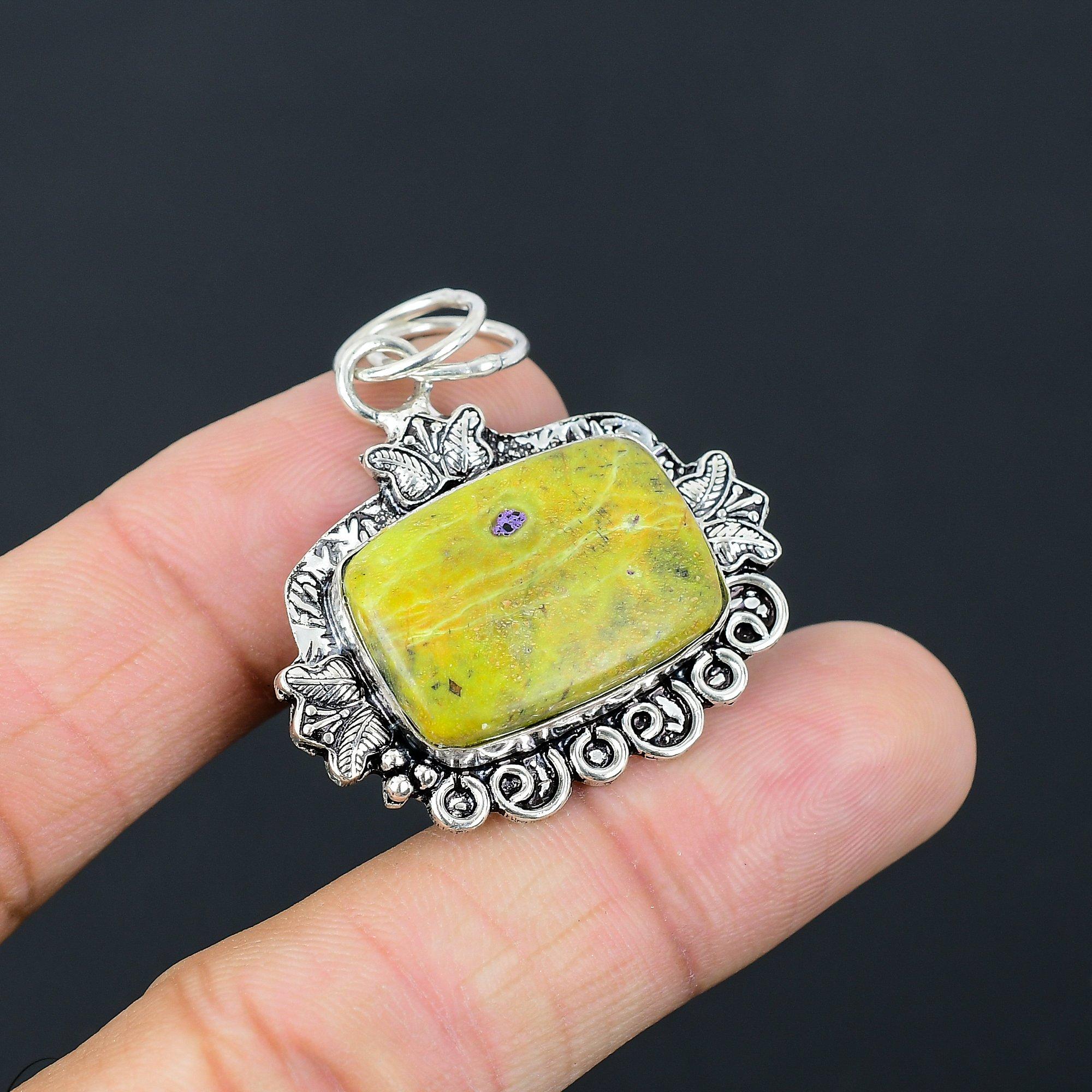 Natural Stichtite Gemstone Pendant 925 Sterling Silver Indian Jewelry For Women