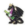 Playful Dinosaur Black Drink Cup Metal Brooch Creative Animal Badge Accessory For Fashion Enthusiasts