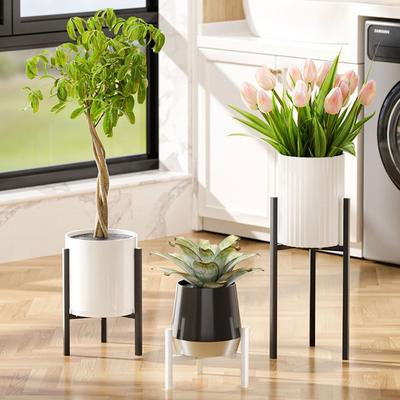 Étagère Porte-Fleurs Métallique Gain de Place sur Pieds avec Roulettes Étagère à Pots Étagère Triangulaire Support pour Pots Présentoir à Plantes