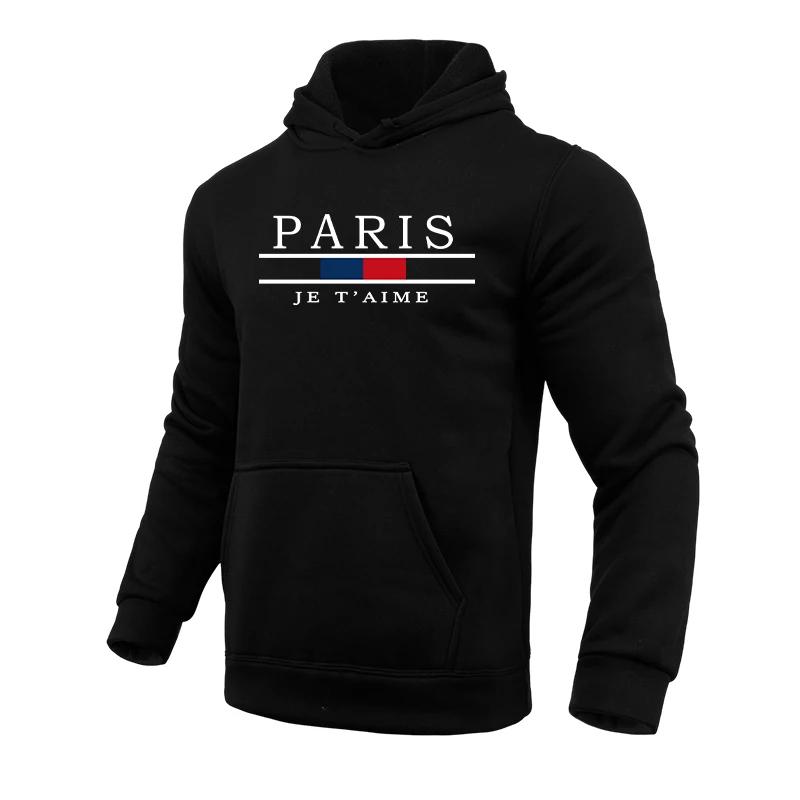 Paris Fashion Hoodie for Men Urban Casual Hooded Long Sleeve Pullover Male All Season Daily Sports Sweatshirt 2025 Men's Clothes