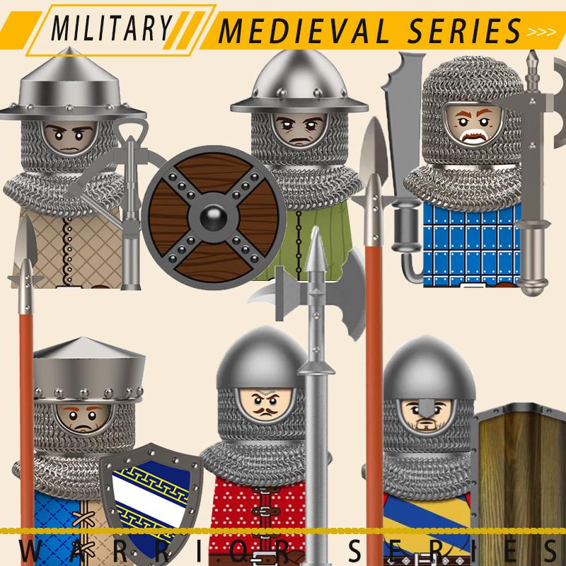 Medieval Military Knights Series Building Blocks Castle Army Soldier Figures Shield Sword Accessories Warrior Bricks Gifts Toys