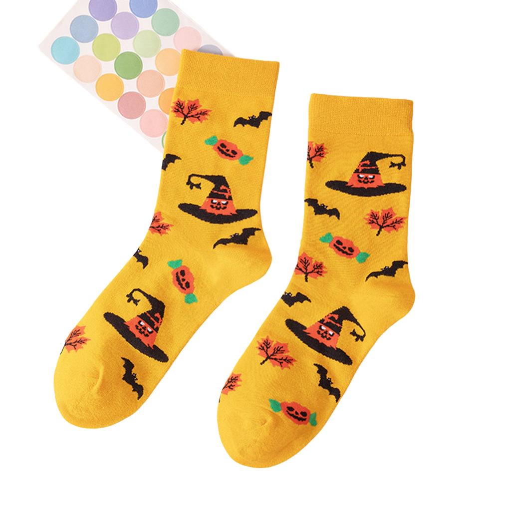 Halloween Matching Couple Socks, Funny Pumpkin Design Mid Calf Casual Socks for Men and Women