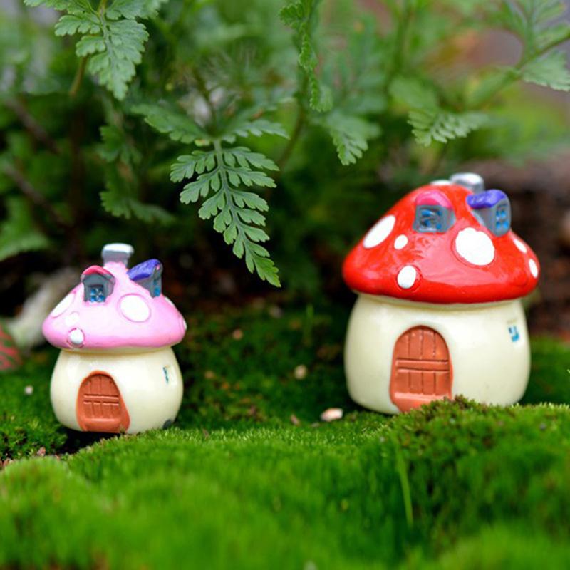 4 Rozmiary Dom Grzybowy Żywica Ozdoba Rękodzieło Ogrodu Wróżek Miniaturowy Mikro Gnom Terrarium Dom Śródziemnomorski Zamek 4 Kolory