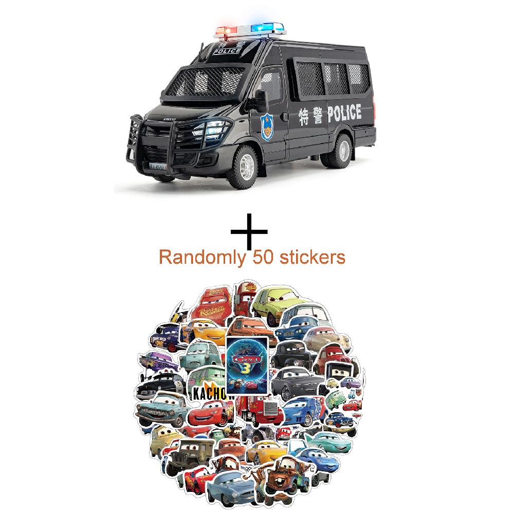 1:24 Scale Police Car Toy Model Alloy Diecast Sound Light Pull Back Doors Opened Simulation Models Gifts Souvenirs for Boys