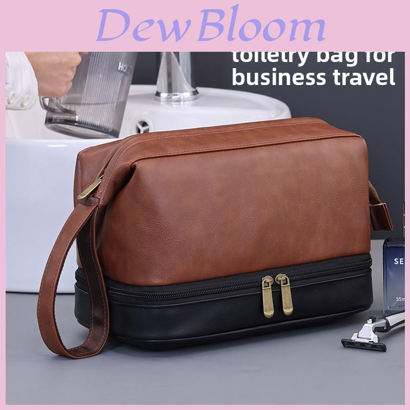 Vintage Luxury Double Layer Mens Wash Bag With Waterproof Pu Material For Travel And Daily Use