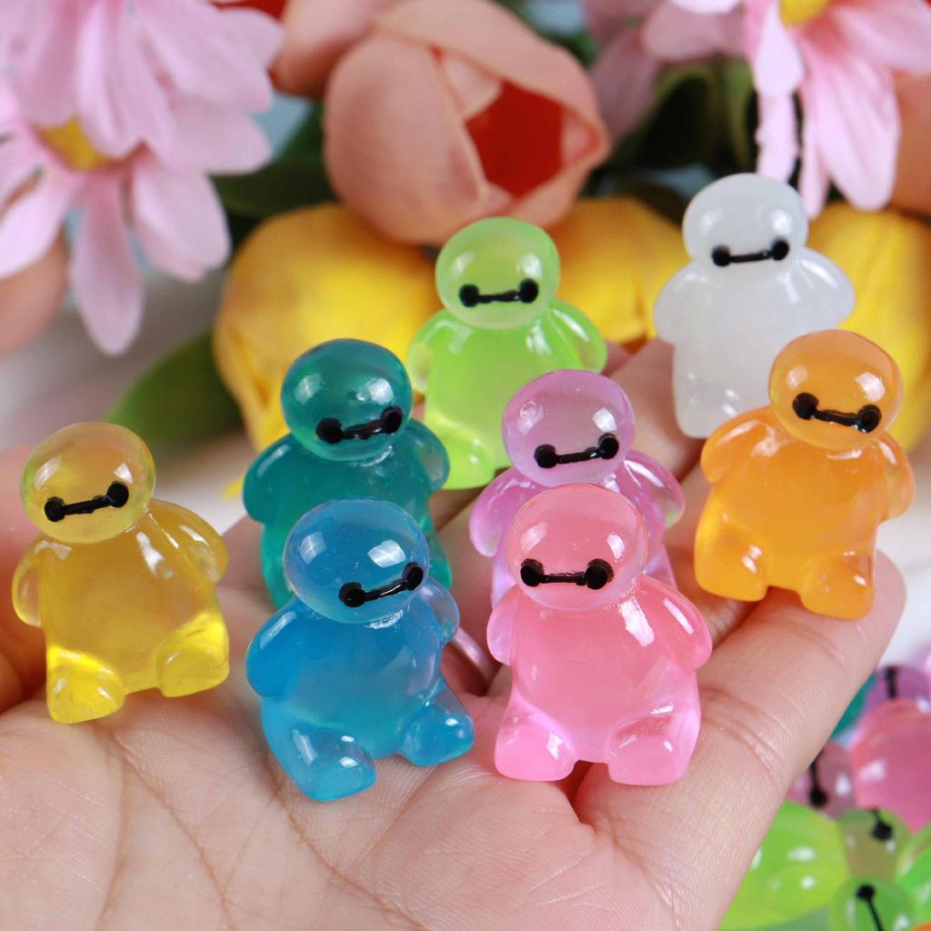 Resin Mini Luminous Animal Figurines - DIY Cartoon Toys for Micro Landscapes, Ideal Children's Gift