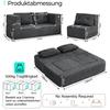 Modular Cloud Sofa with Armchair, Foldable Sleeper, Guest Bed & Floor Sofa, Convertible Sofa with Pockets for Phone and Remote Control, Light Gray