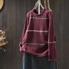 Women's Retro Striped Jacquard Knit Sweater - Loose Fit, Plus Size, Cozy Autumn/Winter Pullover