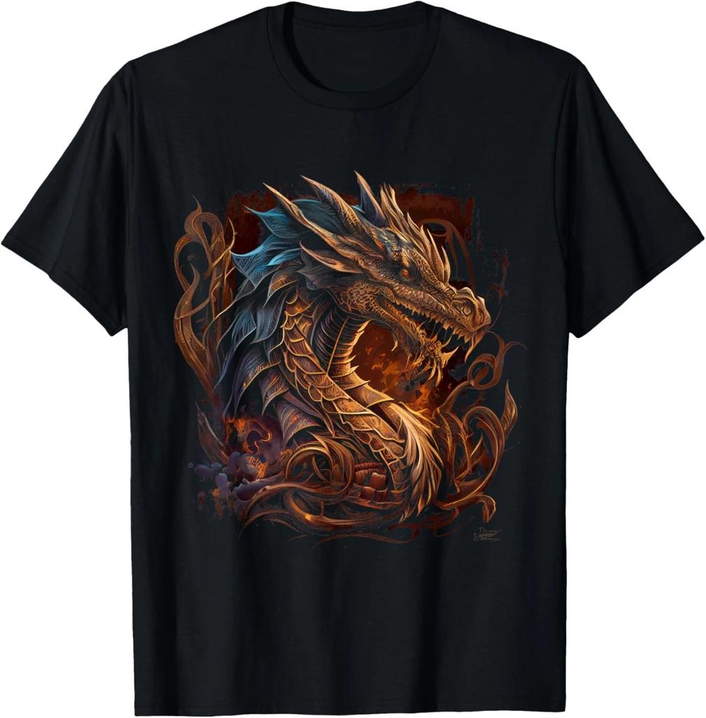 Beautiful Vintage Dragon Lover Fantasy Art Cool Illustration T-Shirt