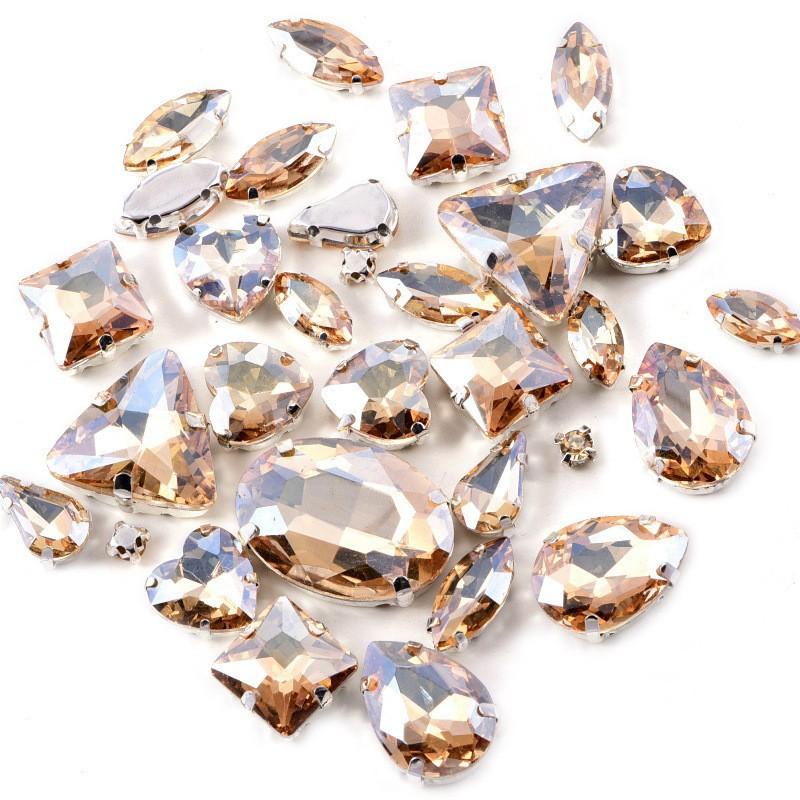 Supply Glass Claw Drill Hand-sewn Diamond Crystal Buckle DIY Wedding Clothing Hair Accessories Shoe Buckle Accessories Mixed 50pcs