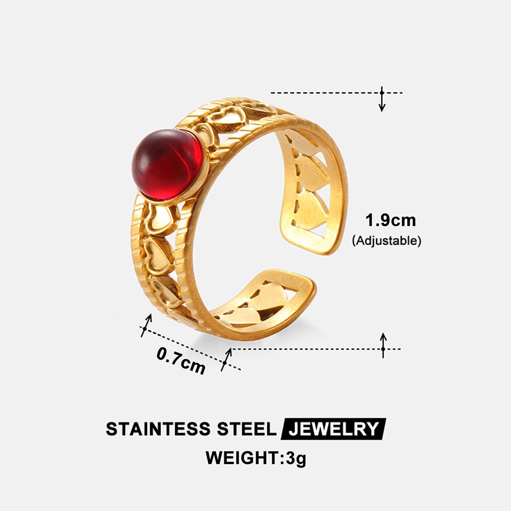 French Retro Turquoise Ring: Elegant, Fade-Resistant, 18K Gold-Plated Stainless Steel