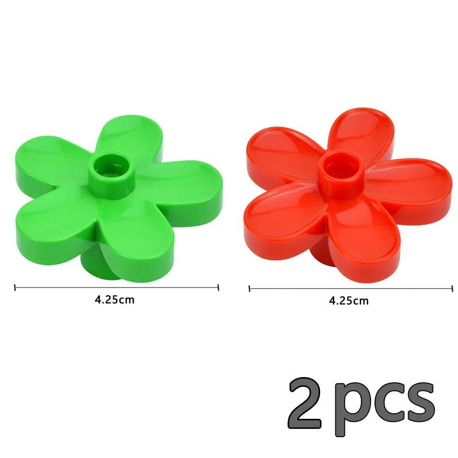 Große Größe Baustein Pflanze Obst Zubehör Blume Gras Baumstumpf Schmuck Bauernhof Kompatibel Große Platten Ziegel Duploes Spielzeug