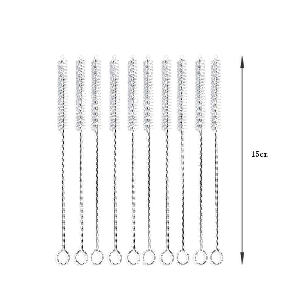 10Pcs/Set 304 Stainless Steel Cleaning Brushes Soft Hair Suction Glass Tube Brushes Tools Drinking Straws Bottle Cleaner Brush