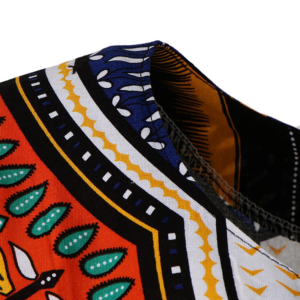 Unisex African Prints Dress Cotton Dashiki Shirt Ethnic Caftan