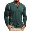 Men'S Button Up Long Sleeved Fashionable Casual Sports Top
