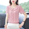 Summer Plus Size Blouse Women Vintage Chiffon Shirt Casual Loose Short Sleeve Tops