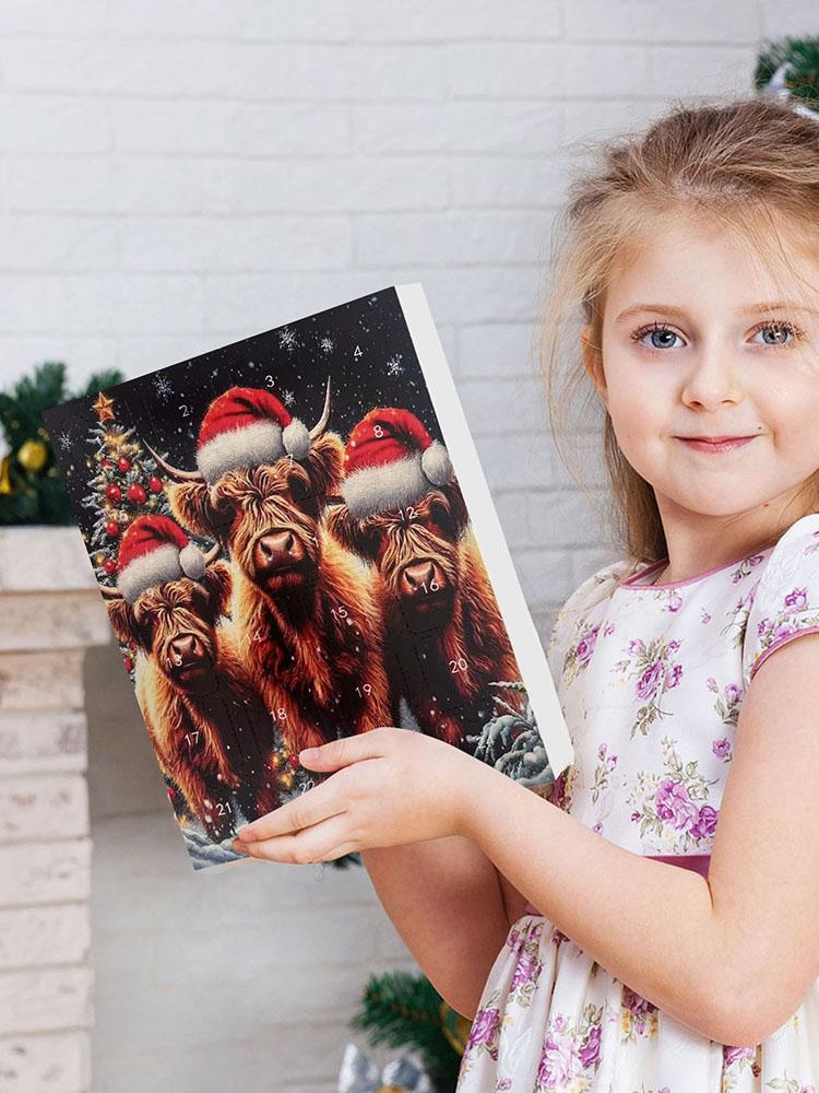 Cartoon Highland Cattle Christmas Advent Calendar Multi-Purpose Yak Countdown Calendar Mini Xmas Tree Yak Pendant for Home Decor