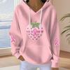 Women's Loose And Comfortable Drawstring V-neck Long Sleeved Floral Print Hoodie