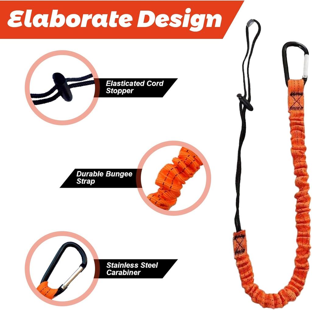 Safety Bungee Tether Tool Lanyard With Carabiner Hook Climbing Working Anti-Falling Safety Rope Aerial Work Climbing Accessories