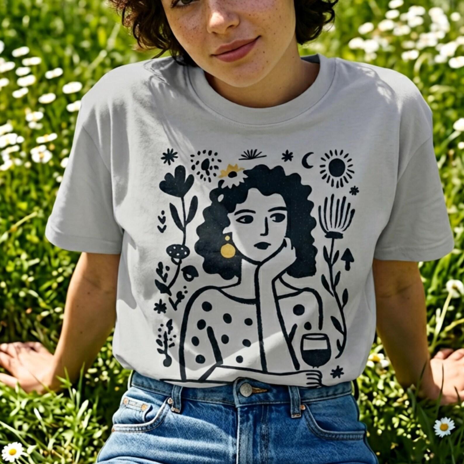 Woman Floral Portrait Print Matisse Cut outs %100 Cotton Art Vintage Retro 4XL