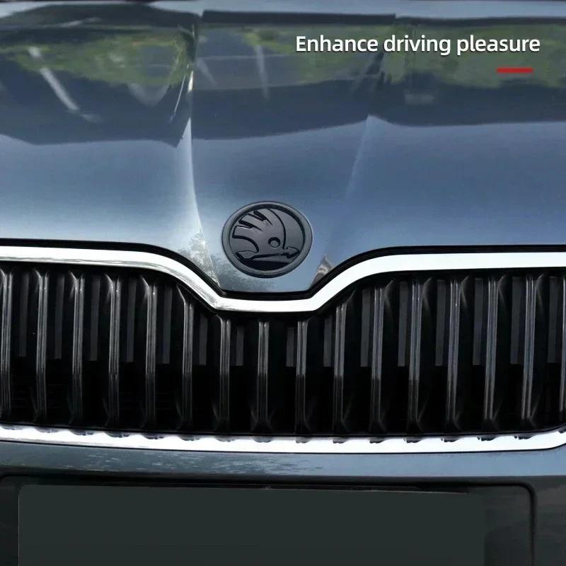 2025 Hot 3D ABS 80/90mm Car Front Grille Trunk Logo Sticker For Skoda Octavia 2 3 A5 A7 Kodiaq Fabia Rapid 3 Karoq Superb VRS Ac