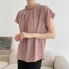 Open Run Acan S Pleated Short Sleeve SleeveleSS blouSe Women Summer
