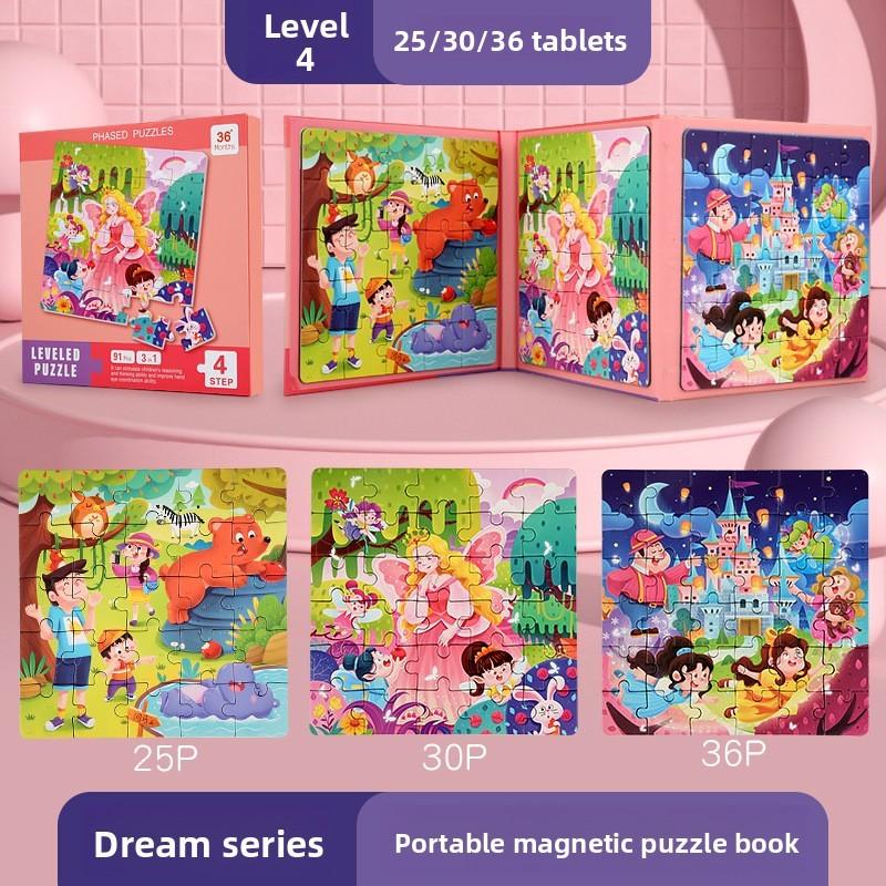 Kids Magnetic Foldable Puzzle Book With Animal Traffic Scenes For Learning Early