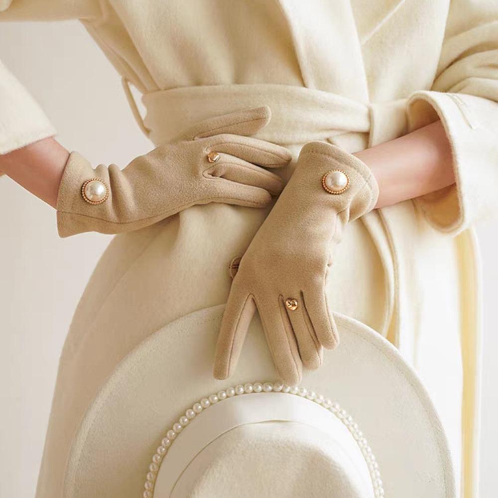 

Бархатные Зимние Велосипедные Перчатки Сердечки Плюшевые Перчатки Подарок Женские Варежки Осень бежевый