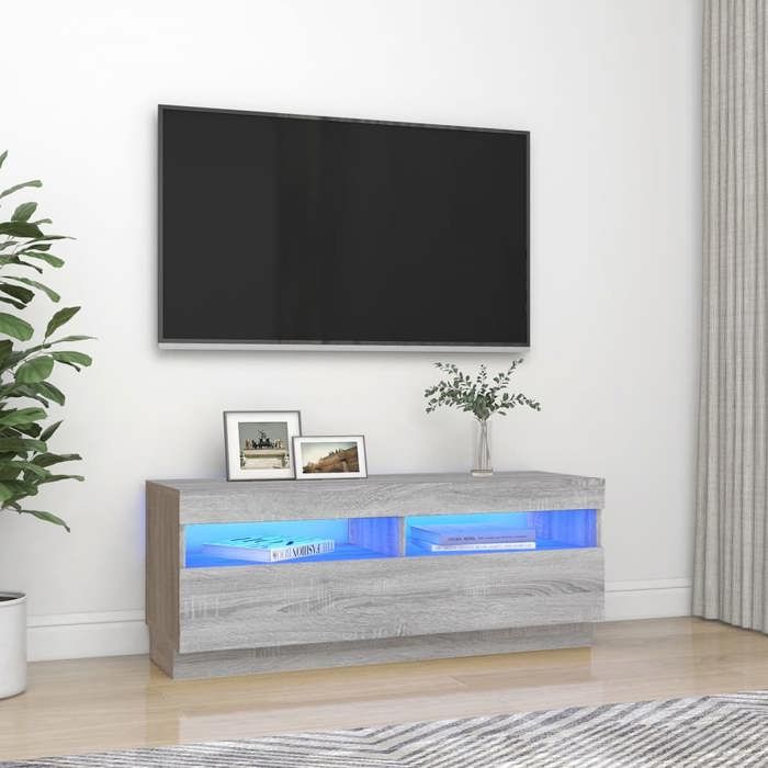 VidaXL Meuble TV avec lumières LED sonoma gris 100x35x40 cm 815721