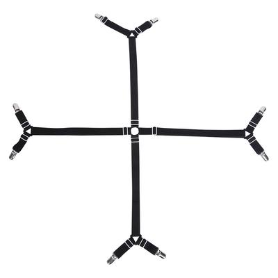 Elastic Crisscross Bed Mattress Sheet Straps Clips Triangle Grippers Holder Fasteners Black
