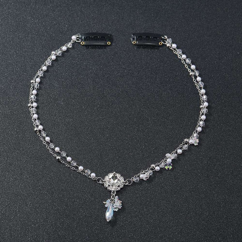 

Экзотический головной убор, персонализированные антикварные аксессуары для волос для женщин, темпераментный лоб, хрустальная подвеска для бровей, свадебная цепочка на голову, цепочка для волос. серебряный