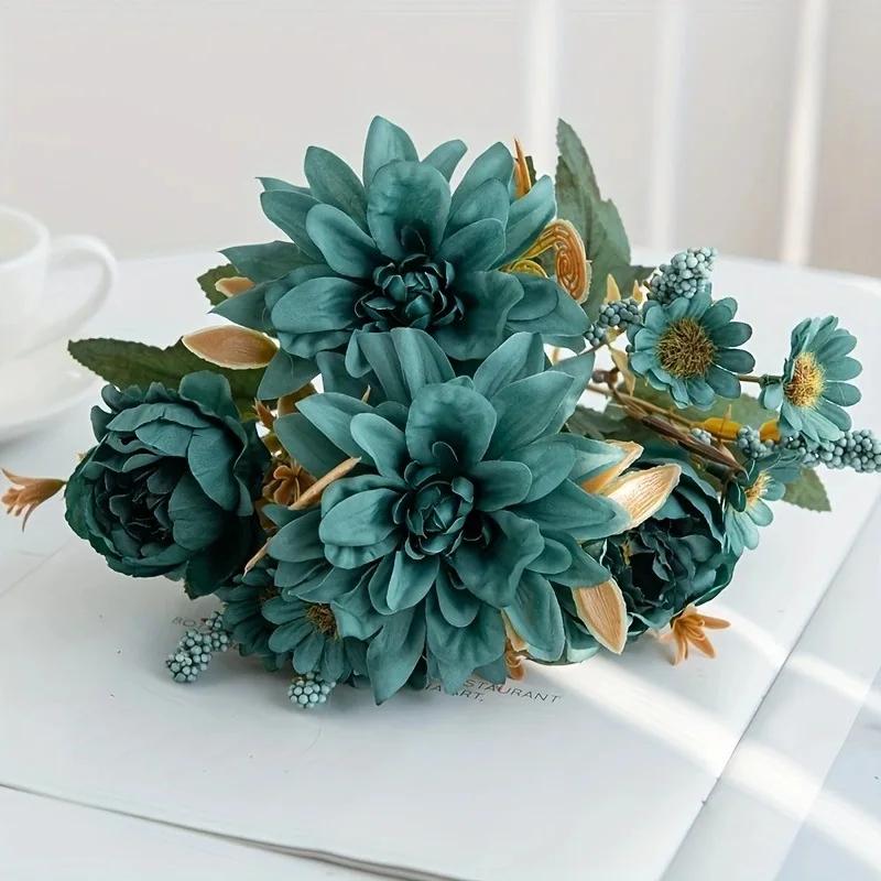 Silk Dahlia Rose and Daisy Artificial Flowers for Home Wedding Party Decor DIY Floral Arrangements in Decorative Gift Boxes