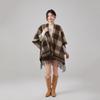 2025 Plaid Shawl Women's Autumn/Winter Travel Cape - Tassel Office Outerwear, Loose & Warm